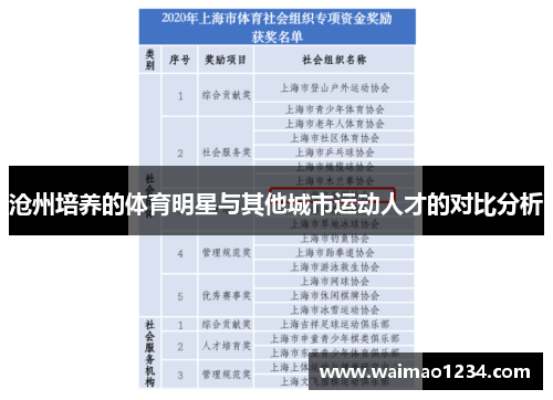 沧州培养的体育明星与其他城市运动人才的对比分析