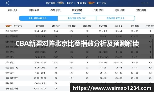 CBA新疆对阵北京比赛指数分析及预测解读